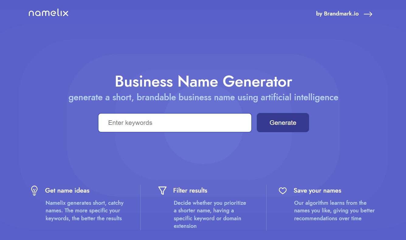 Namelix Business Name Generator Tool