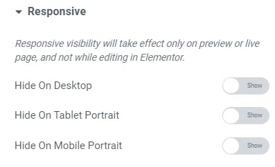 Elementor Responsive Visibility Settings