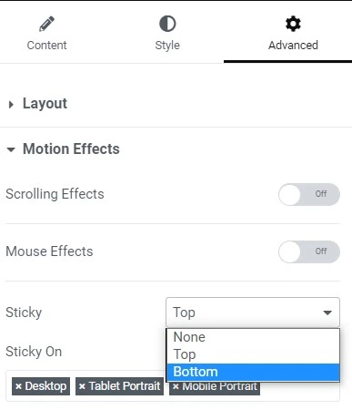 Elementor Sticky Motion