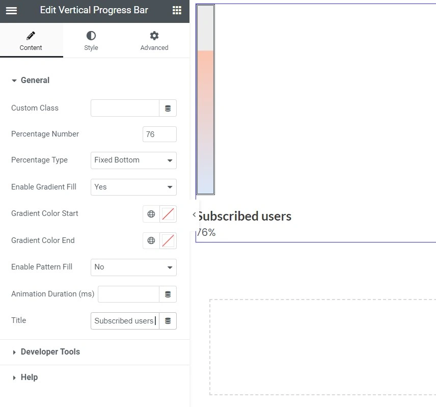 Qi Block Plugin Vertical Progress Bar Widget