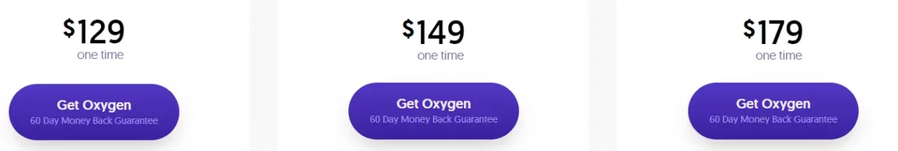 Oxygen Pricing Plan