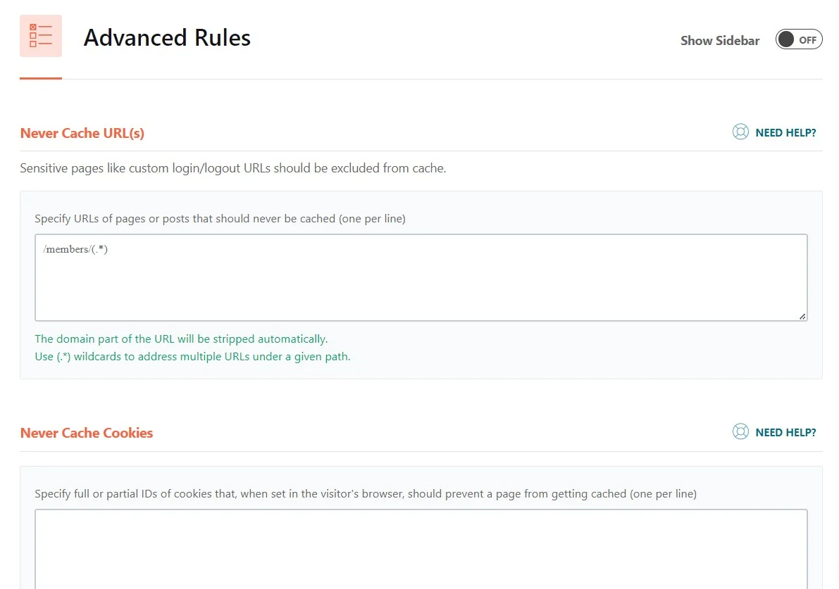 Wp Rocket Advanced Rules Tab To Fine Tune Cache Rules